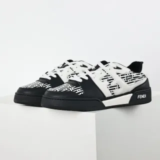 Fendi Preto Branco Painelado Couro Construção Geométrica FF Print Lifestyle Tênis