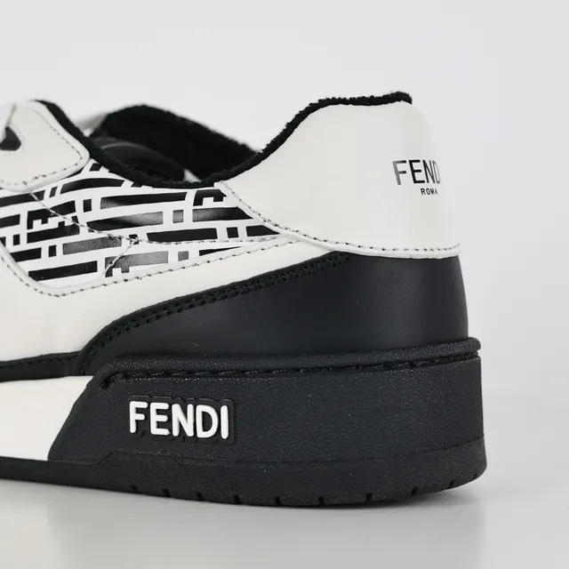 Fendi Black White Panelled Leather Construction Geometric FF Print Lifestyle Sneakers 4