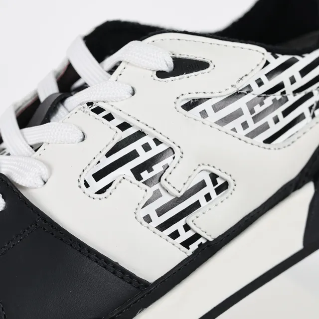 Fendi Black White Panelled Leather Construction Geometric FF Print Lifestyle Sneakers 6