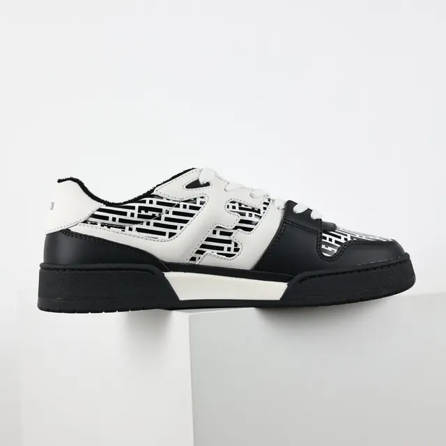 Fendi Black White Panelled Leather Construction Geometric FF Print Lifestyle Sneakers 7