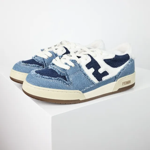Fendi Zapatillas Lifestyle Azul Marino Denim Upper Borde Deshilachado Detalle 2