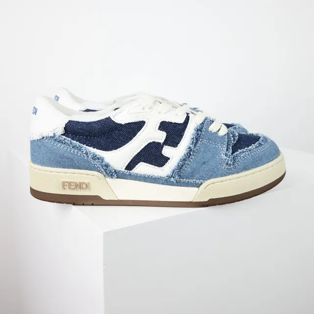Fendi Zapatillas Lifestyle Azul Marino Denim Upper Borde Deshilachado Detalle 3