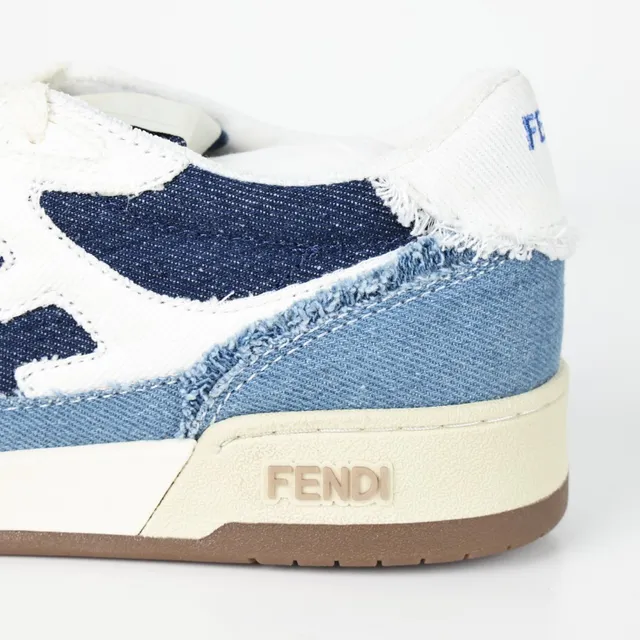 Fendi Zapatillas Lifestyle Azul Marino Denim Upper Borde Deshilachado Detalle 4