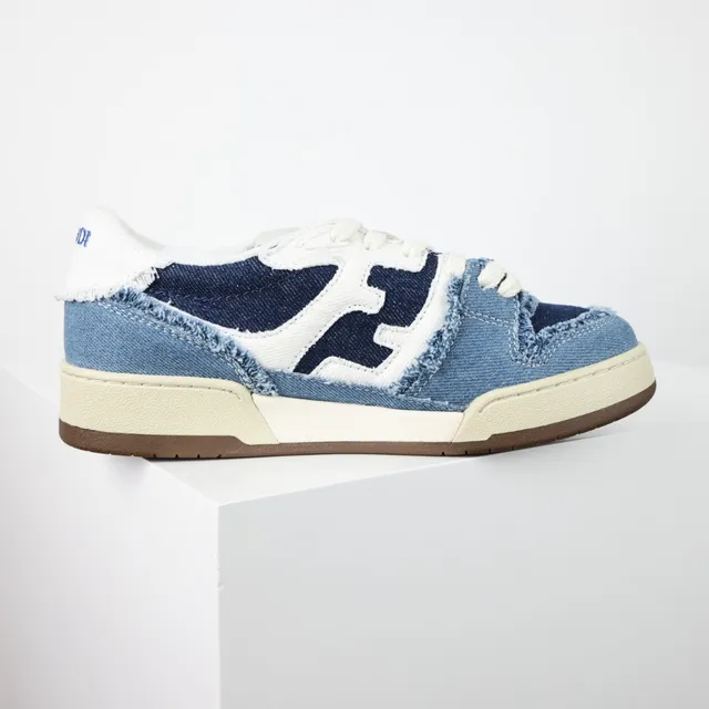 Fendi Zapatillas Lifestyle Azul Marino Denim Upper Borde Deshilachado Detalle 7