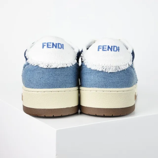 Fendi Zapatillas Lifestyle Azul Marino Denim Upper Borde Deshilachado Detalle 8