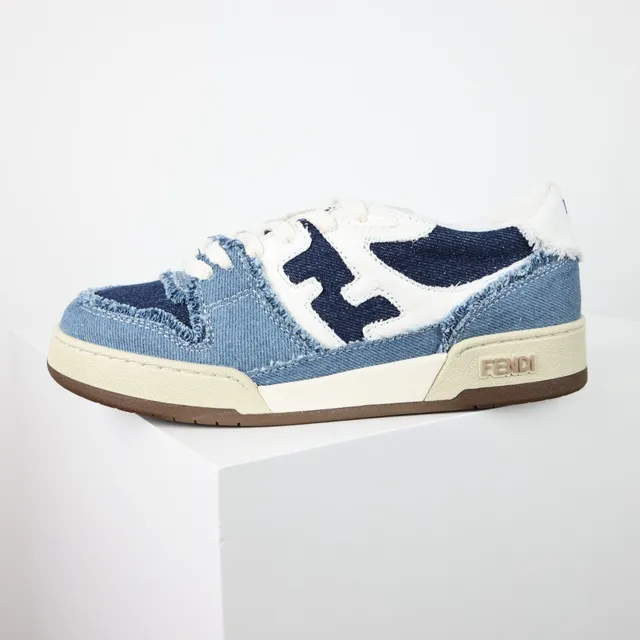 Fendi Zapatillas Lifestyle Azul Marino Denim Upper Borde Deshilachado Detalle 9