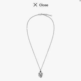 Colar Fendi Club Shield Double-F Logo Prateado