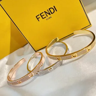 芬迪 FF Logo Pavé Cuff 金银手链