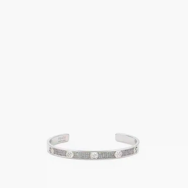 Fendi FF Logo Pavé Cuff Gold Silver Bracelet 3