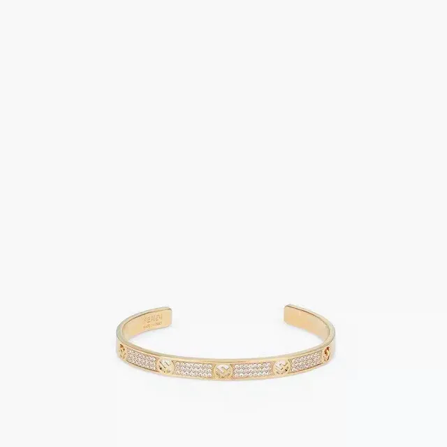 Fendi FF Logo Pavé Cuff Gold Silver Bracelet 9
