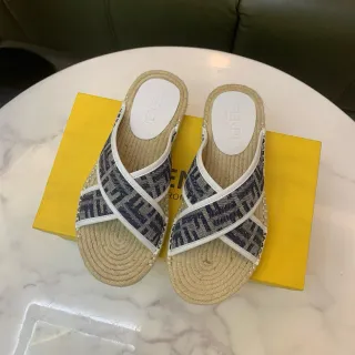 Fendi FF Monogram এসপাড্রিল নেভি বিজ ক্রসড স্ট্র্যাপ সোল স্লিপার