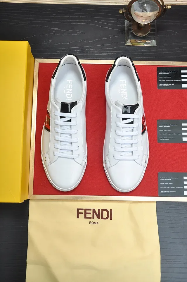 Fendi FF Stripe White and Red Black Lifestyle Sneakers 2