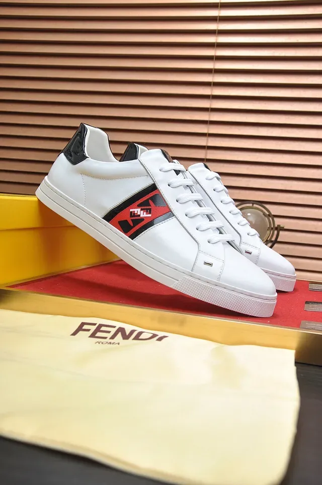 Fendi FF Stripe White and Red Black Lifestyle Sneakers 3