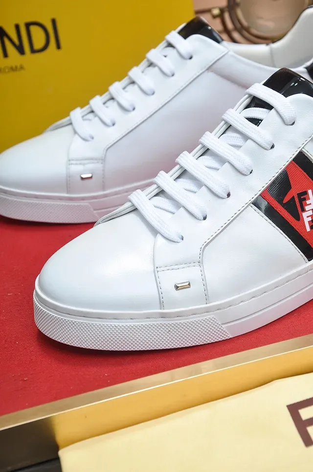Fendi FF Stripe White and Red Black Lifestyle Sneakers 7