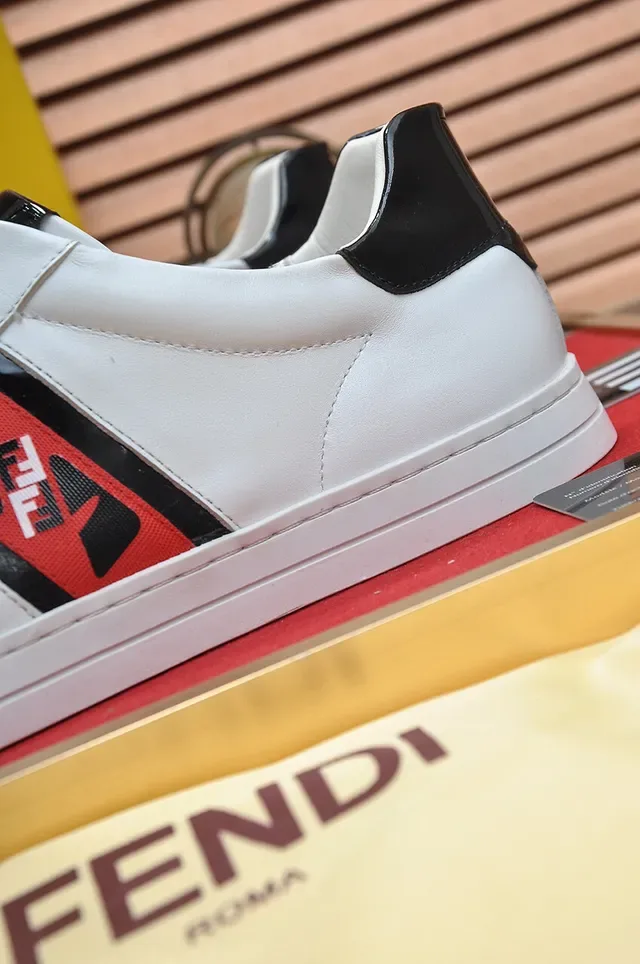 Fendi FF Stripe White and Red Black Lifestyle Sneakers 8