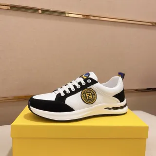 Fendi First Tênis Lifestyle Branco e Preto Bicolor de Topo Baixo