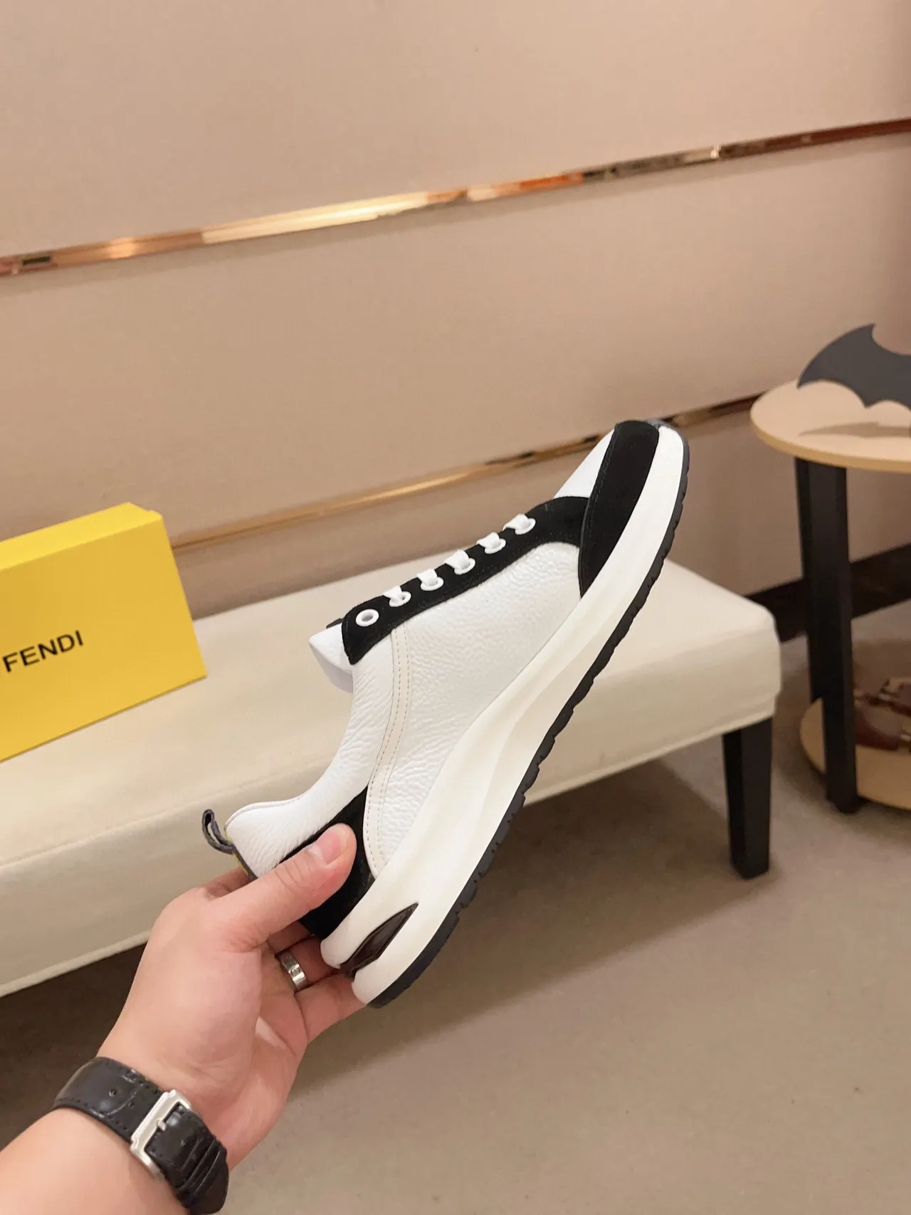 Fendi First White Black Low-Top Two-Tone Lifestyle Sneakers 6
