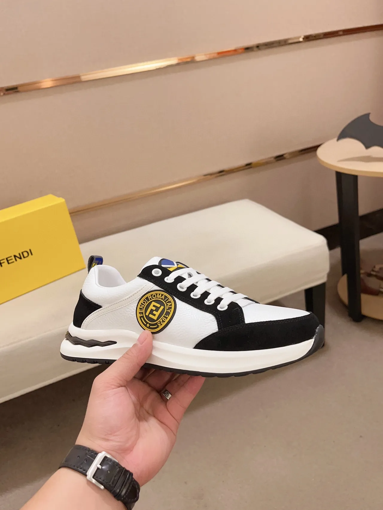 Fendi First White Black Low-Top Two-Tone Lifestyle Sneakers 7