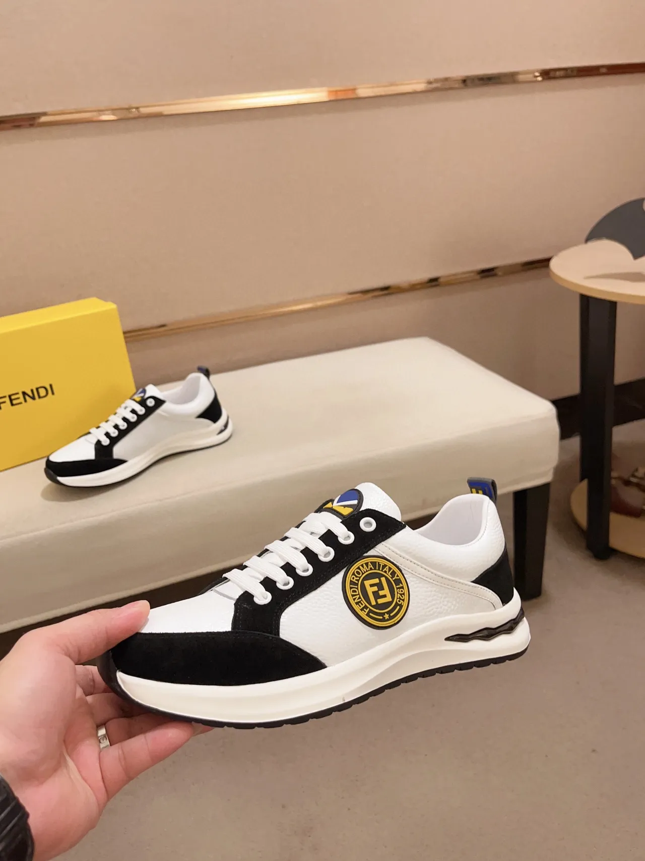 Fendi First White Black Low-Top Two-Tone Lifestyle Sneakers 8