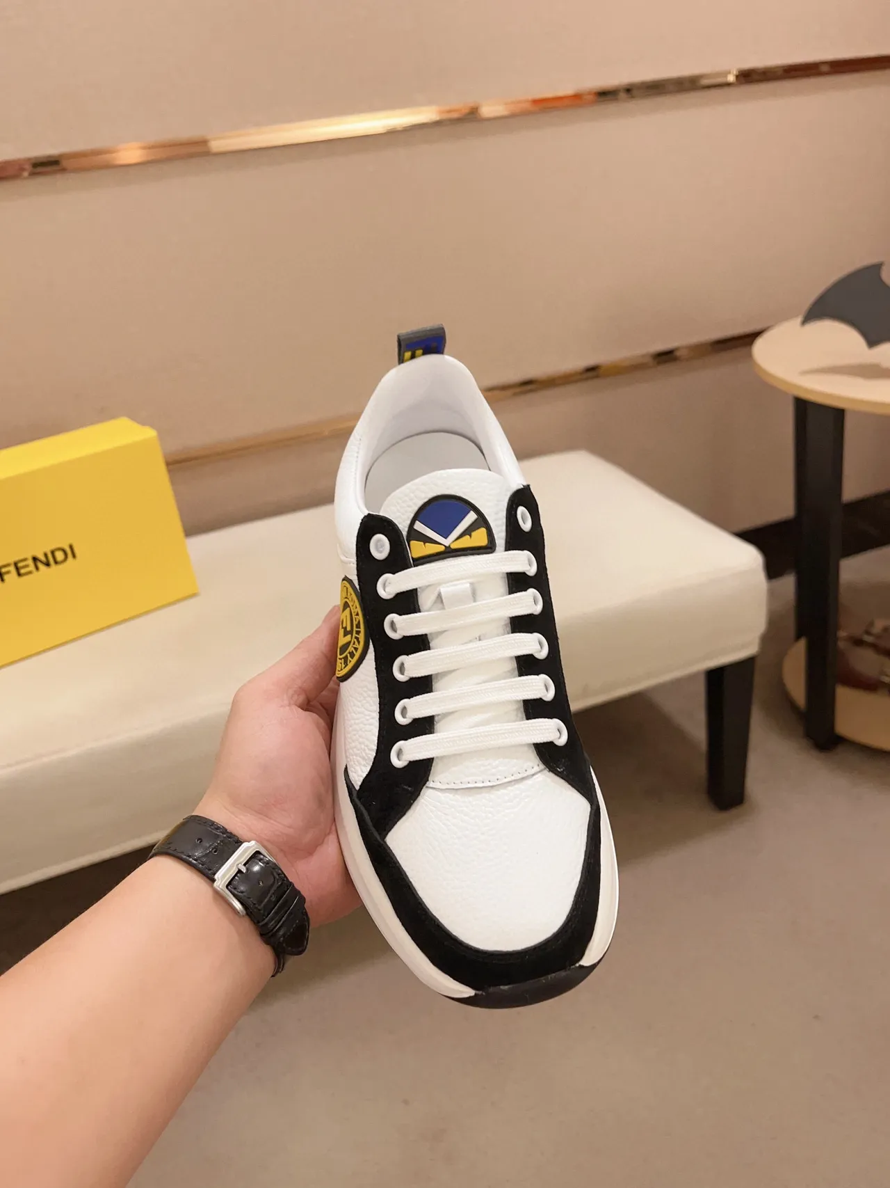 Fendi First White Black Low-Top Two-Tone Lifestyle Sneakers 9