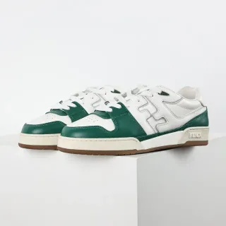 Fendi First White Green tênis lifestyle com painéis de couro low-top