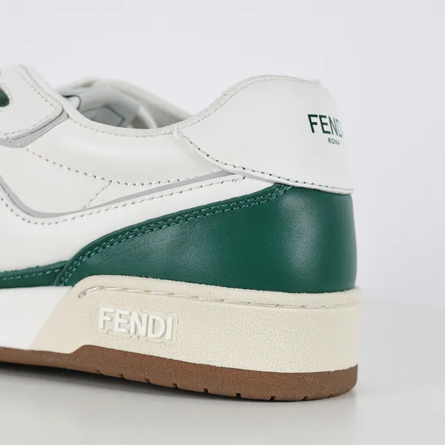 Fendi First White Green zapatillas lifestyle de bajo con paneles de cuero 4