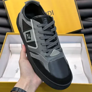 Fendi Panelled FF Logo Gray and Black Lifestyle Sneaker