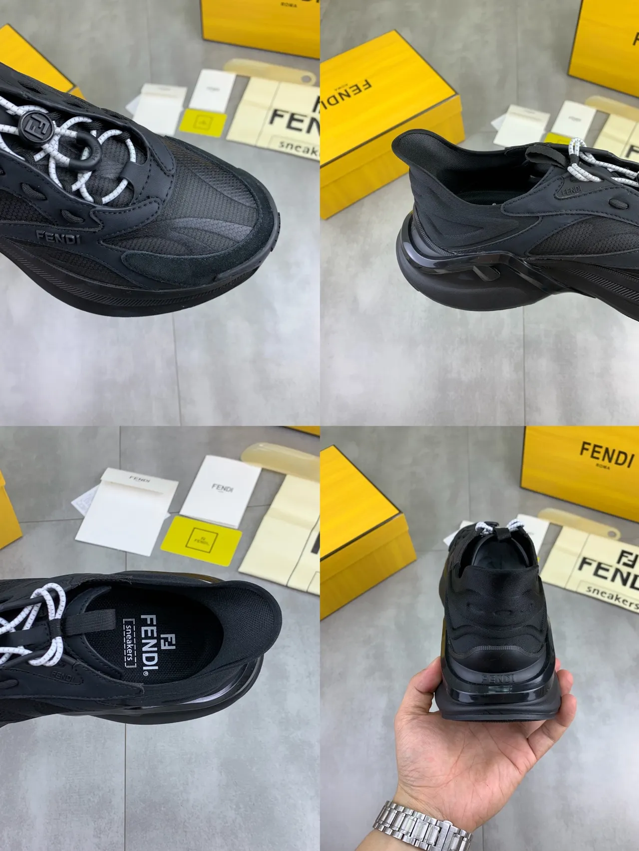 Fendi Runner 黑色厚底运动鞋 2
