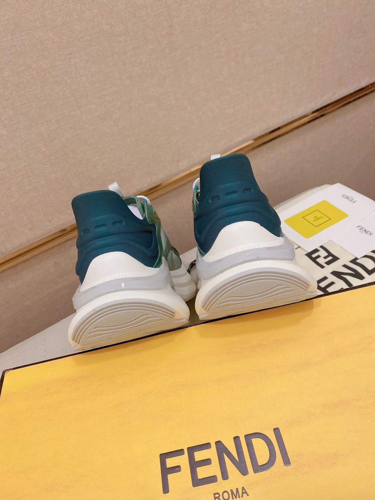 Fendi Runner Green Teal White Chunky Sneakers 3