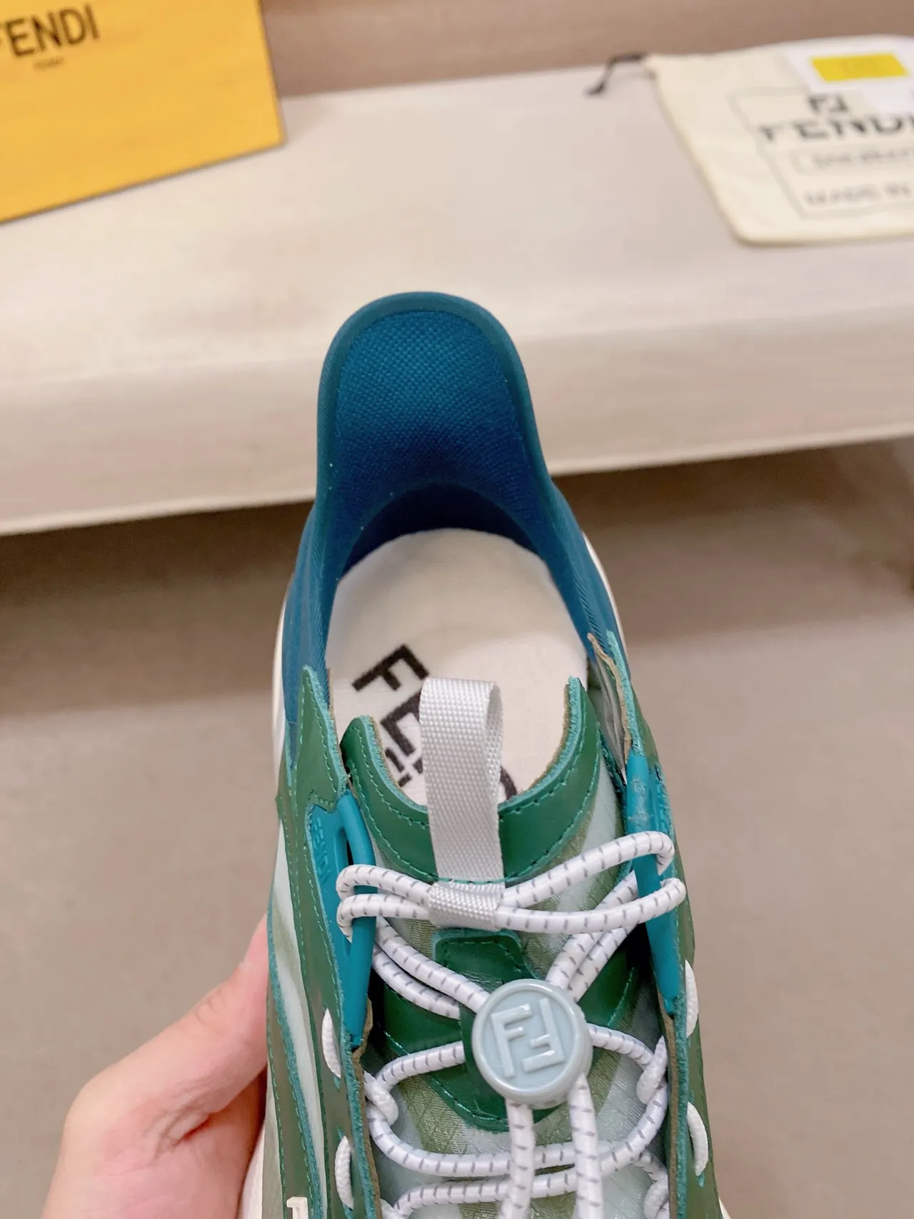 Fendi Runner Green Teal White Chunky Sneakers 4