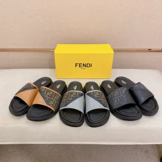 Fendi Preto Bege FF Monogram Canvas Cinto de Couro Diagonal Chinelos