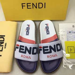 Fendi Slide blanc marine rouge Logo-Print glisse