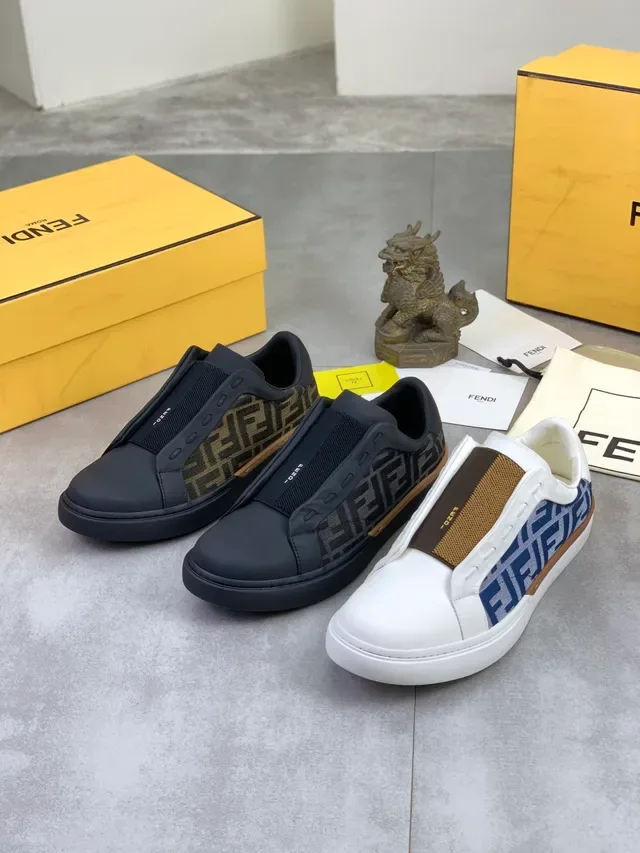 Fendi Speed Trainer Black FF Monogram Slip-On Lifestyle Sneakers 2