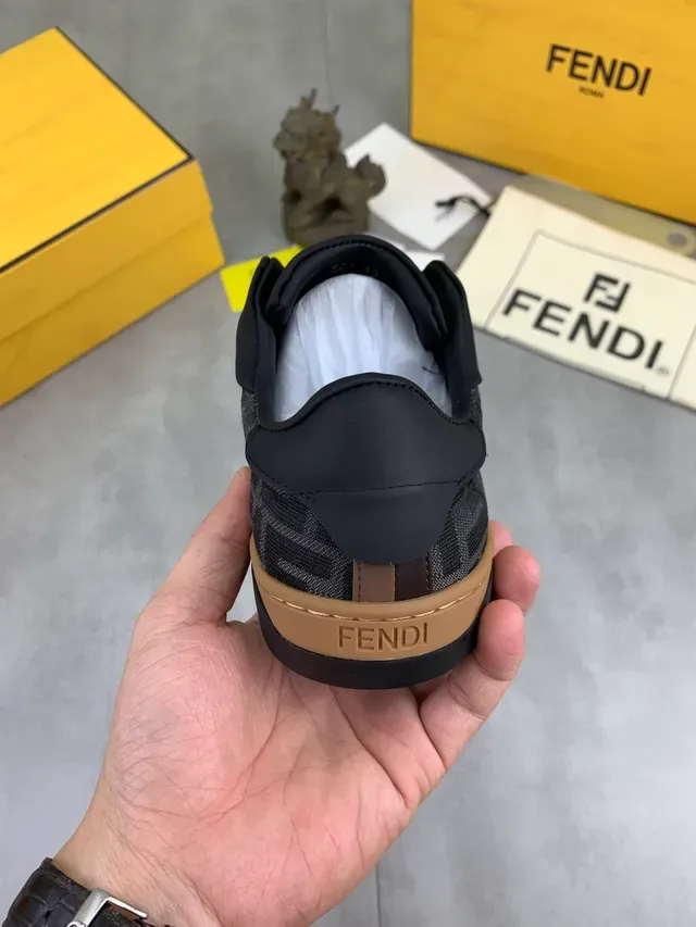 Fendi Speed Trainer Black FF Monogram Slip-On Lifestyle Sneakers 4