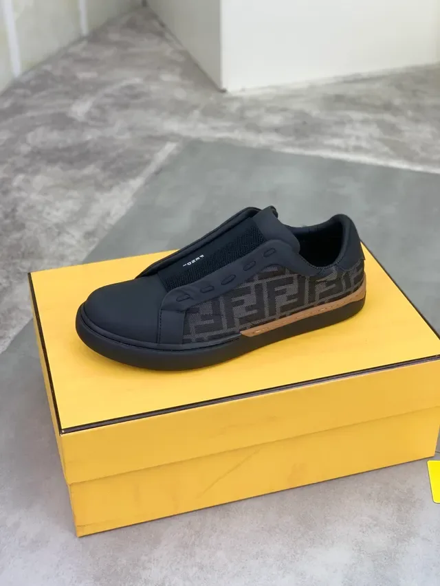 Fendi Speed Trainer Black FF Monogram Slip-On Lifestyle Sneakers 5