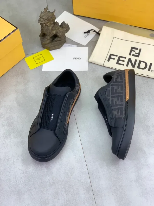 Fendi Speed Trainer Black FF Monogram Slip-On Lifestyle Sneakers 6