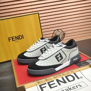 Fendi 白黑镂空皮革鞋面麂皮鞋头 Lifestyle Sneakers