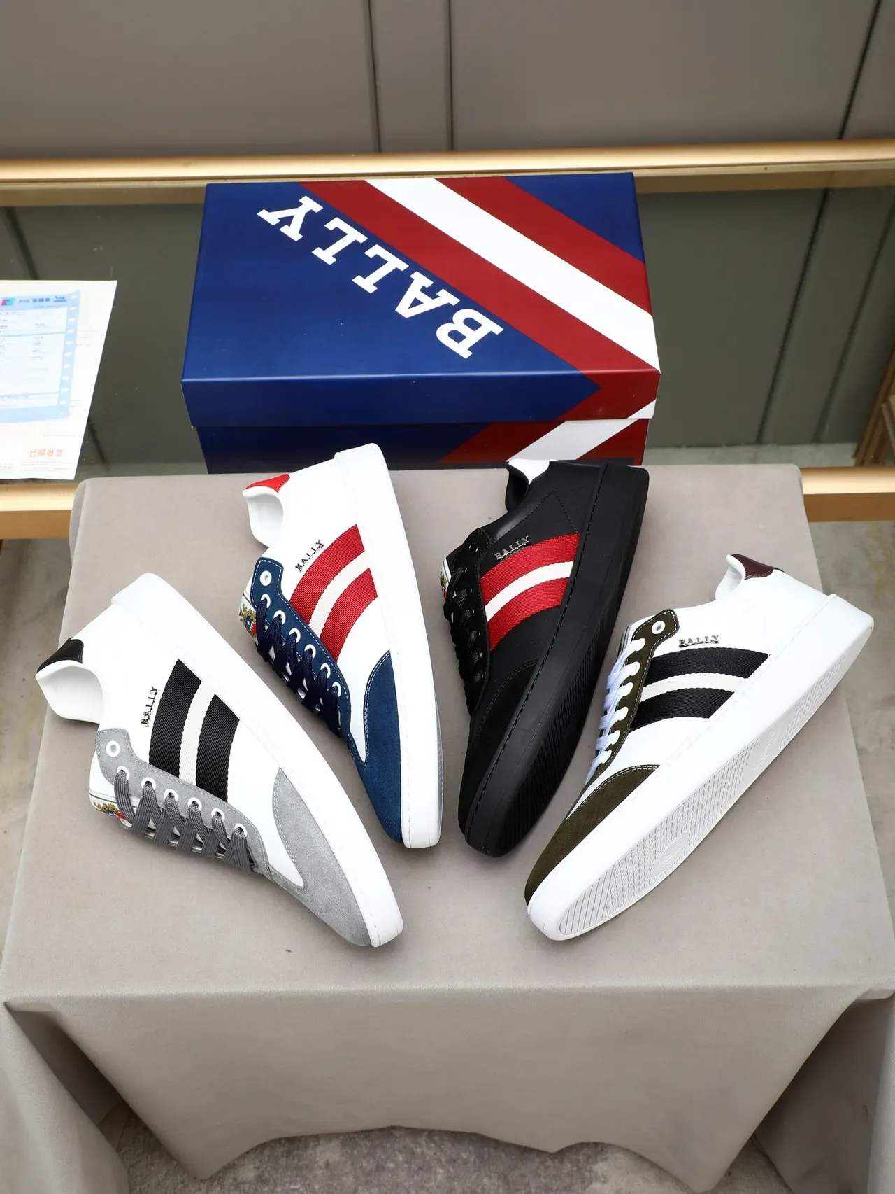 Bally Black Red Mixed-Material Upper Side Stripe Detail Lifestyle Sneakers 2