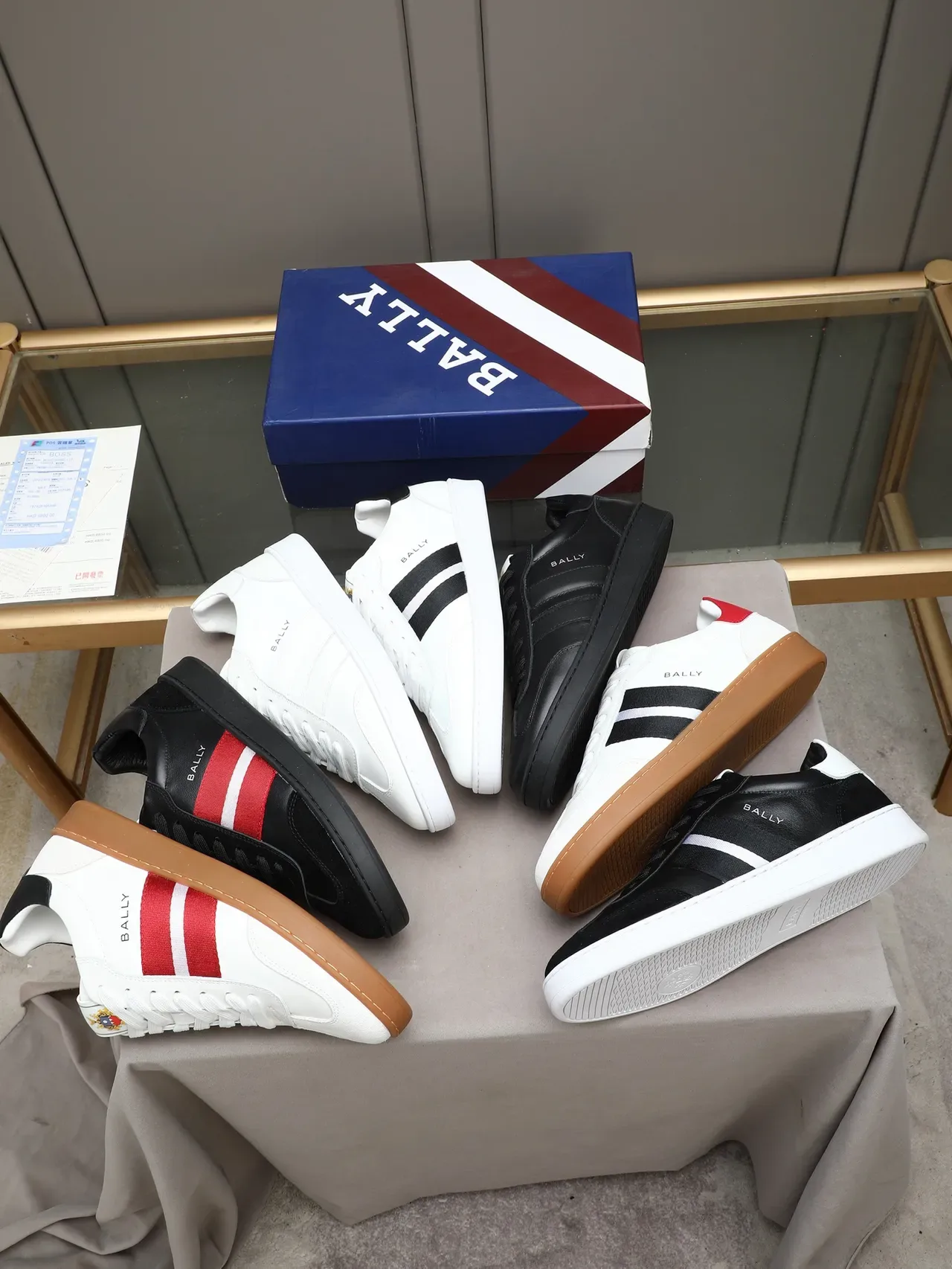 BALLY Black White Leather And Suede Upper Side Stripe Lifestyle Sneakers 2