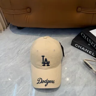 Beige Dodgers Embroidered Logo Baseball Cap