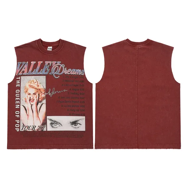Top sans manches avec impression graphique distressed en noir et bordeaux 3
