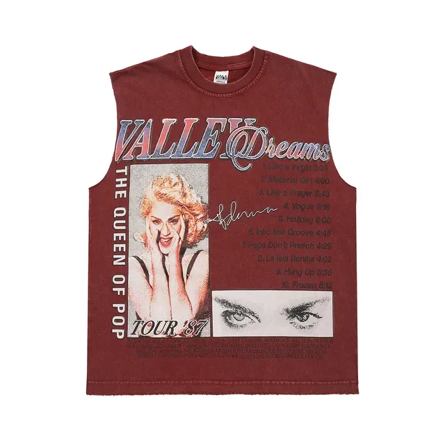 Top sans manches avec impression graphique distressed en noir et bordeaux 4
