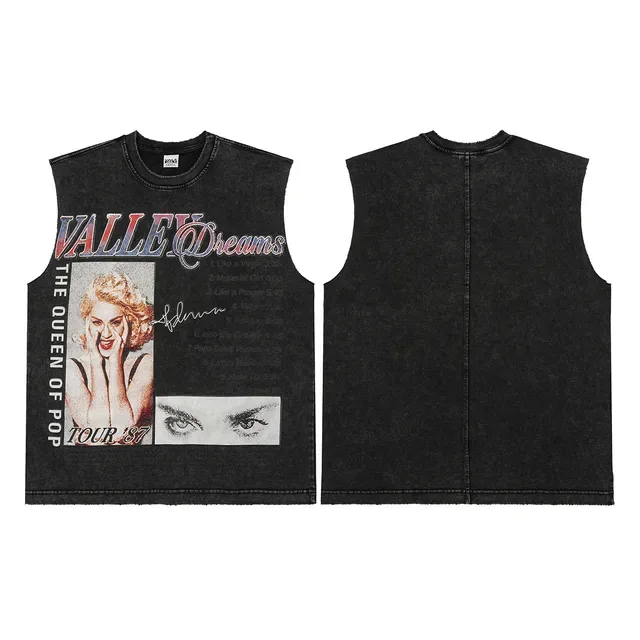 Top sans manches avec impression graphique distressed en noir et bordeaux 6