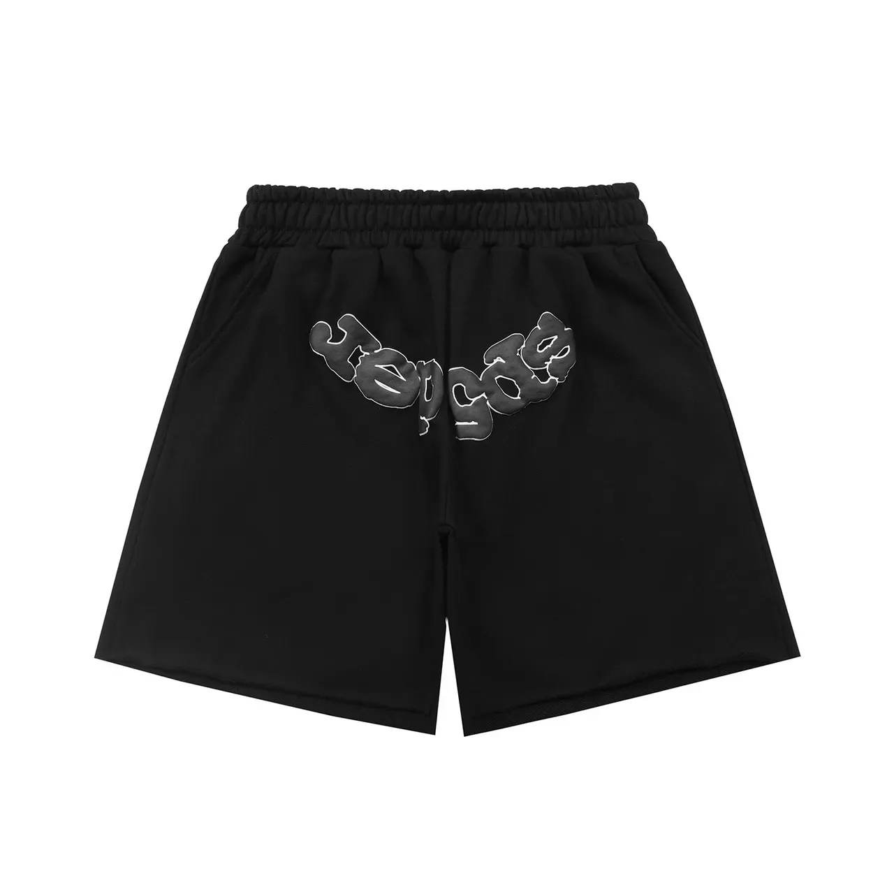 Shorts à taille élastique avec appliqué graphique noir et rouge 2