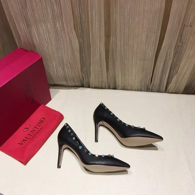 Black Blue Pointed-Toe Heel Stiletto 6