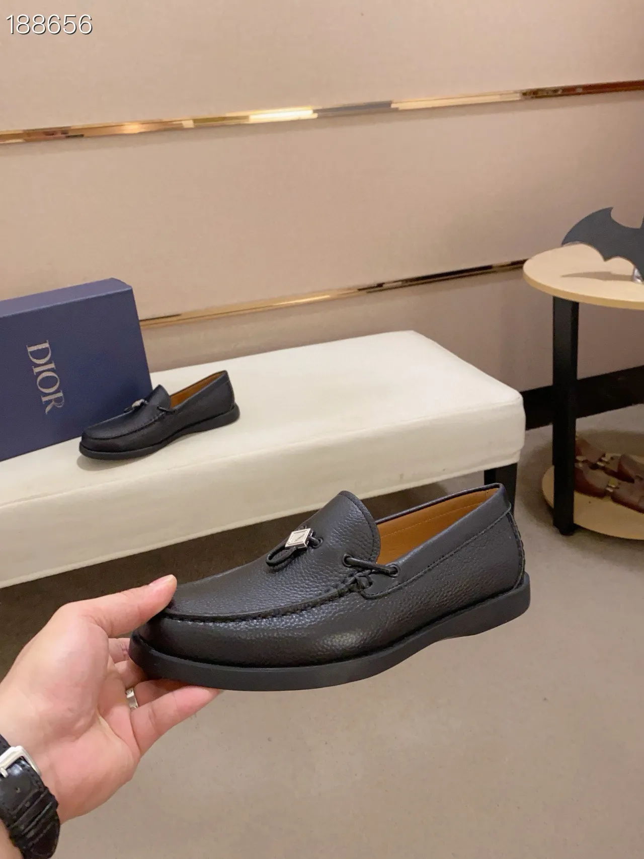 Black Brown Pebbled Leather Tassel Detail Loafer 8