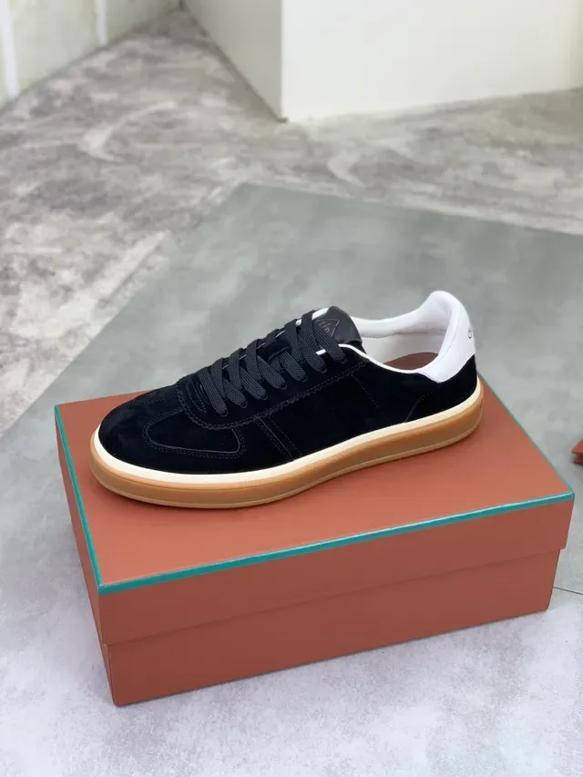 Black Brown Suede Upper Gum Rubber Sole Sneakers 4