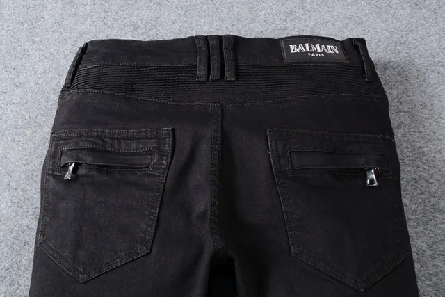 Black Denim Zippered Thigh Pockets Jeans 7