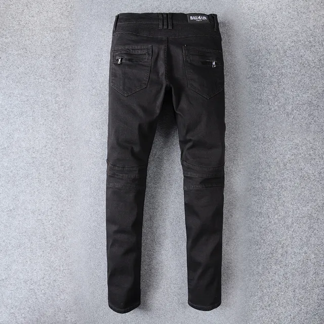 Black Denim Zippered Thigh Pockets Jeans 8