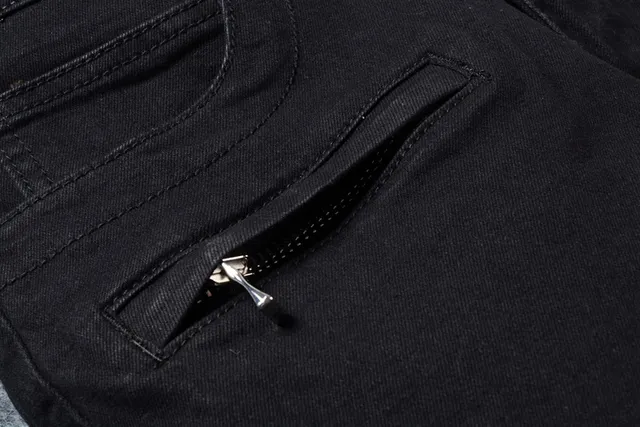Black Denim Zippered Thigh Pockets Jeans 10